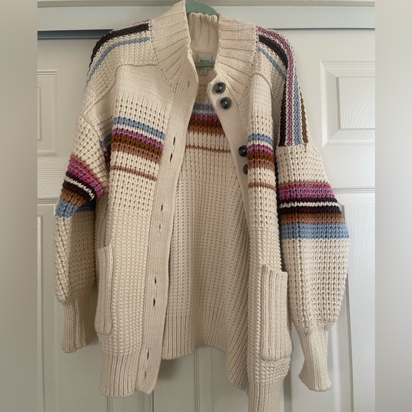 Maeve High-Collar Mixed-Stitch Cardigan Sweater - Picture 5 of 7